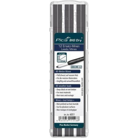 pica-6051/sb-estuche de 12 minas big-dry anline grafito/negro en blister