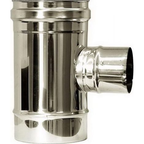 MBM – Raccord T 90 réduit 80 inox DN 100/150 – Conduit de cheminée double paroi – Acier inoxydable 316 – Résistance à 600°C