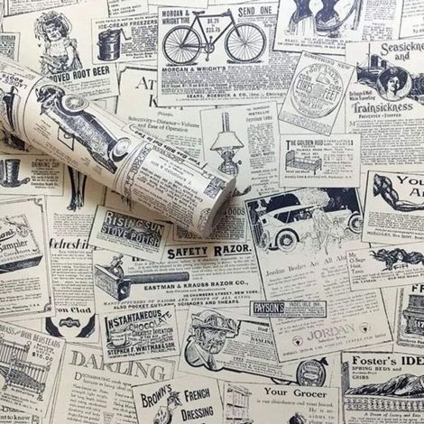 Ineasicer Papier peint de journal autocollant vintage en vinyle, Auto-adhésif Papier Peler & Coller Fond d'écran pour le décor de salon de chambre à coucher - Journal, 45cm x 10m (1/5)