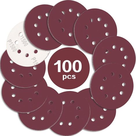 Schleifpapier 125mm Klett P1500 8 Loch 100 Stück für Exzenterschleifer (1/5)