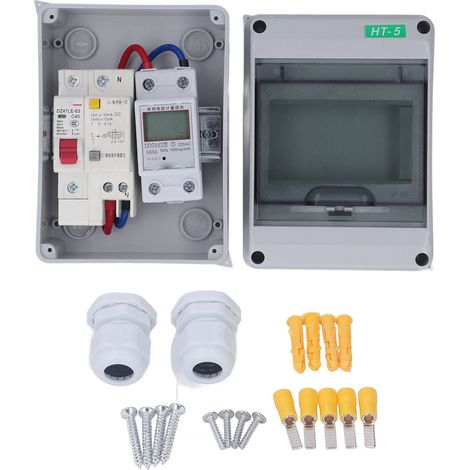 Boîte de Distribution étanche extérieure 2 voies avec interrupteur de Protection contre les fuites 230VAC C40 220VAC 5(60)A compteur d'énergie électrique