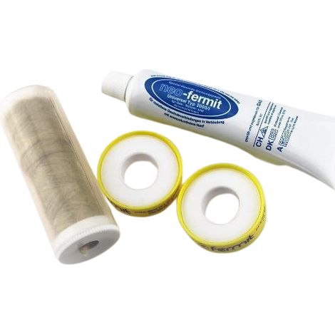 Schläfer 185811 Kit Sigillante di Canapa Idraulica, Pasta Idraulica e Nastro Teflon in PTFE per Filetti, Raccordi, Rubinetti, Valvole, Tubi di Scarico e Carico, Confezione di 4 Pezzi (1/5)