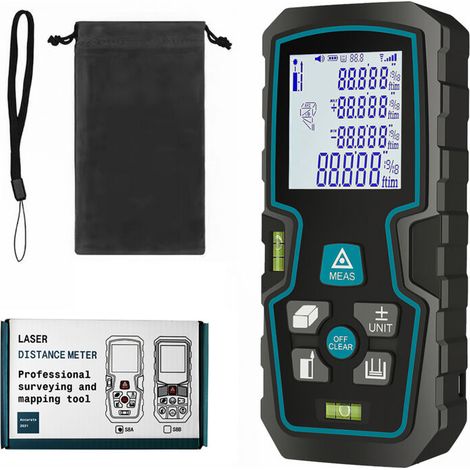 Télémètre laser professionnel 100 m, écart de 2 mm, écran LCD rétroéclairé, IP54, 2 niveaux (batterie non incluse) (1/5)