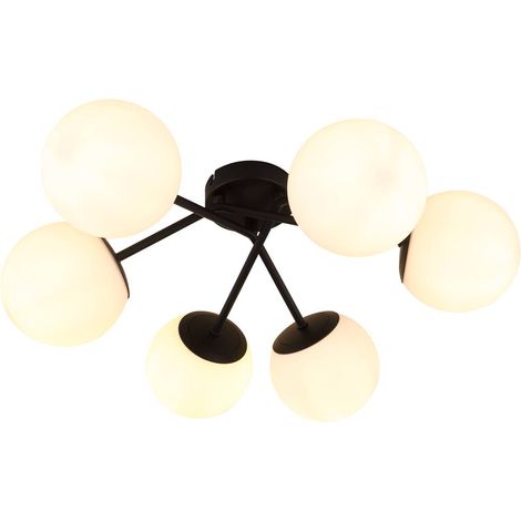 Plafonnier scandinave noir 6 globes E14 Meduza Rabalux (1/3)