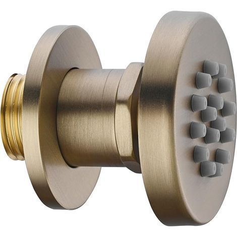 Pommeau de che 2 pouces, jet latéral de massage rond en laiton, chette latérale réglable à fixation murale pour che spa, or brossé, 1 pièce (1/5)