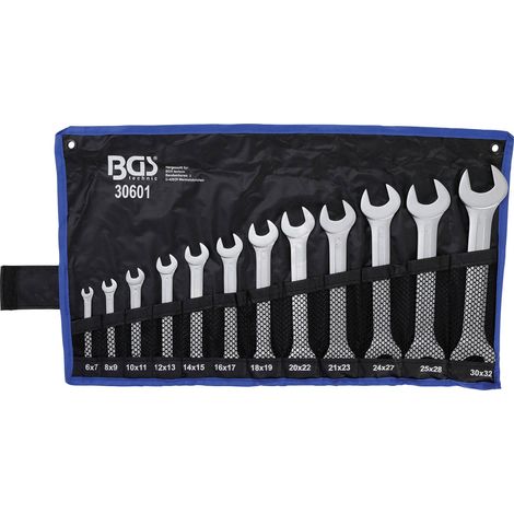 Bgs Technic – Juego de llaves fijas dobles 12 piezas – Acero cromo-vanadio – Llaves de 6 mm a 32 mm – Acabado cromado mate anticorrosión (1/4)