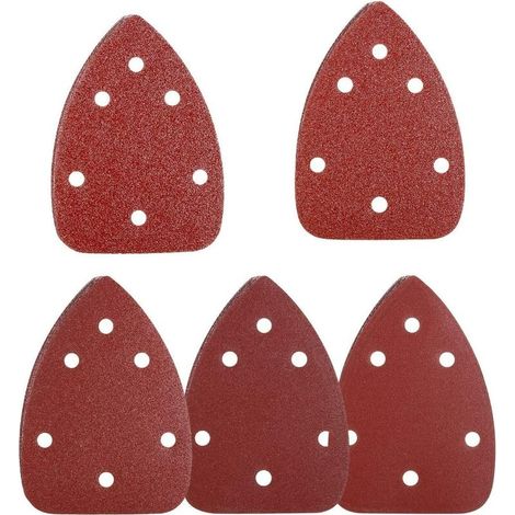 VURAHOME - Ponçage Triangles, Feuille abrasive pour ponceuse, Papier Abrasif de Triangles, Compatible avec toutes les ponceuses, 24 (P60/80/120/180/240), 120pièces (1/5)