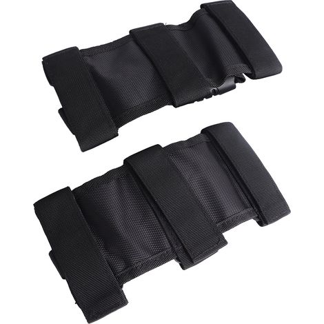 Poignée de maintien intérieure noire 2 pièces renforcée épaisse pour barre de toit Wrangler, accessoire de voiture tout-terrain robuste, poignée de pavillon supplémentaire (1/5)