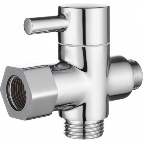 BEBUSINGOTO Válvula de tres vías de latón macizo, adaptador en T de 3/8" a 12/17", válvula desviadora de inodoro, cromada (1/5)