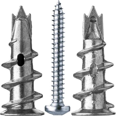 20 Pièces Chevilles Pour Placoplatre: Cheville Pour Plaques De Plâtre-Vis Et Chevilles Métal, Cheville Carreau De Platre Pour La Fixation Dans Le Béton, Les Briques, Les Plaques De Plâtre, Etc (1/5)