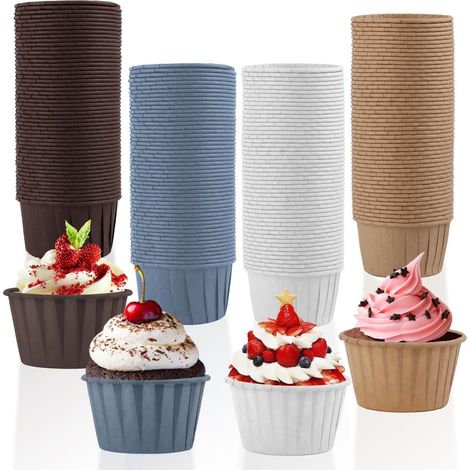 Tovbmup 200 pièces - Tasses - Moules à gâteaux - Cupcakes - Caissettes à muffins en papier - Pour mariages, maison, anniversaires, fêtes - 4 couleurs