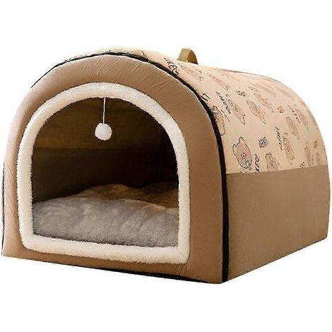 Niche d'hiver pour chien, tapis chaud et amovible, lavable, nid douillet pour un sommeil profond, pour chiens moyens et grands. Taille M. (1/5)