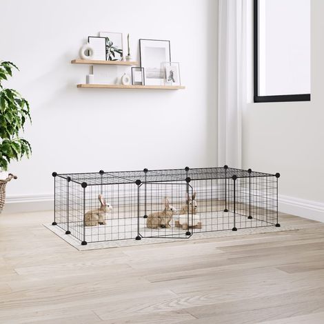 Cage,Enclos pour animaux de compagnie à 20 panneaux et porte Noir 35x35 cm -62503 (1/4)