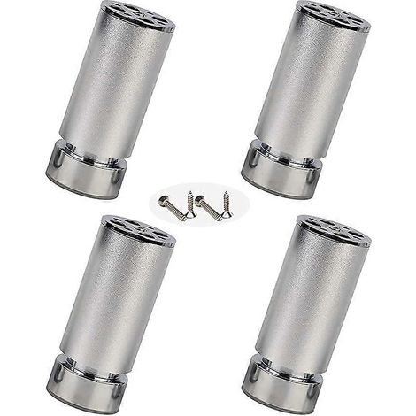 Ensemble de pieds de meubles, 4 pieds réglables en alliage d'aluminium pour armoires et canapés, capacité de charge de 300 kg, argent, 8 cm, résistant à la rouille. (1/5)