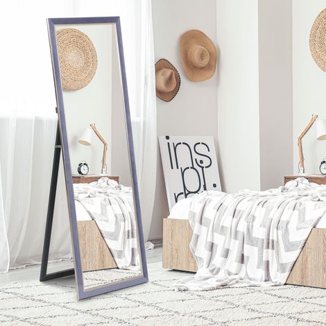 Espejo de Cuerpo Entero 150x50 cm con Marco en Terciopelo y Soporte para Salón Dormitorio Gris (1/5)