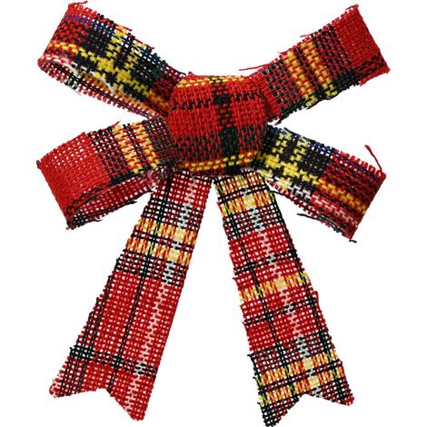 Weihnachtsschleifen Rot kariert 10 x 10 cm im 3er Set - Polyester & Kunststoff (1/2)