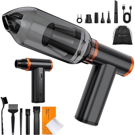 2 en 1 Mini Souffleur Air Comprimé sans Fil 300000 TR/Min Mini Souffleur Puissant Boîtier Aluminium 9 Buses pour Nettoyage PC Voiture Clavier Environnement Extérieur BS400 (1/5)