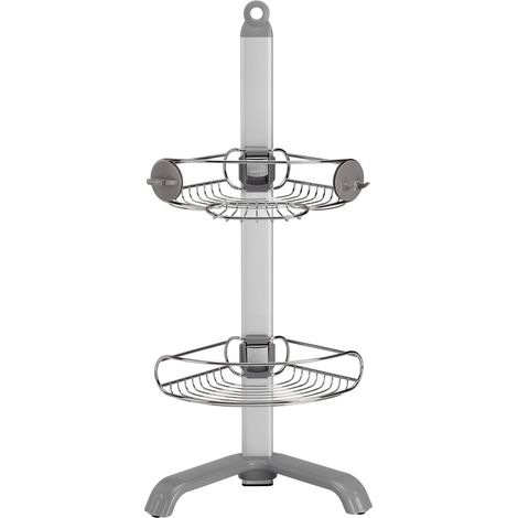 rangement de douche en coin, serviteur de douche, étagère de douche salle de bain d'angle, sans percage, étagères réglables, acier inoxydable + aluminium anodisé (1/4)