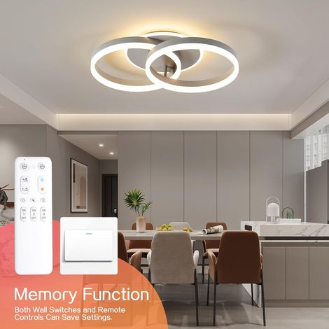 Amdelne LED Deckenleuchte 36W 3600LM,Moderne Doppelring Acryl 50cm,Grau,3000-6500K,Fernbedienung,für Schlafzimmer Wohnzimmer  [Klasse F]