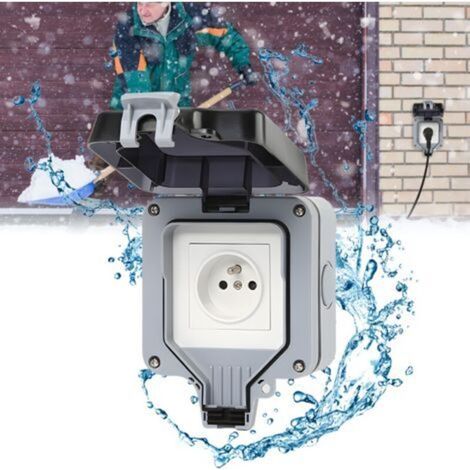 RHG Prise Étanche, IP66 Prise 2P+T 16A Complète avec avec Couvercle Anti-Poussière pour les Jardins Murs Extérieurs Salles de Bains Cuisines Caves Buanderies Garages