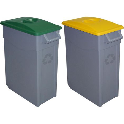 Pack reciclaje Contenedor Zeus: 2 contenedores cerrado de 65 litros, colores. Capacidad total: 130 litros (1/5)
