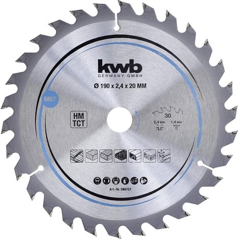 kwb Kreissägeblatt 190 x 20 mm - Schneller Schnitt, geeignet für Weich- und Hartholz, Tischlerplatten und Spanplatten (1/5)