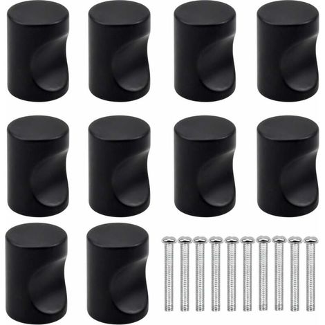 10PCS Noir Poignée de Porte de Tiroir, Bouton de Meuble, Boutons de Tiroir à Trou Rond Unique, Boutons de Porte Modernes, Poignées de Meubles pour Placard Armoire Cuisine, Chambre d'Enfants-LIAIKI (1/5)