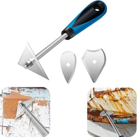 Spatules de nettoyage - grattoirs à peinture et graisse réutilisables en inox, bleus, tailles assorties (1/5)