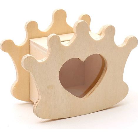 Tirelire - A décorer - Couronne - Bois - Beige - 120x90x50mm (1/4)