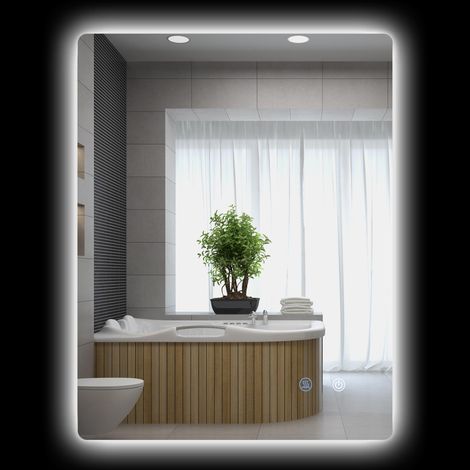 Miroir de salle de bain avec éclairage LED réglable, interrupteur tactile et fonction antibuée, 70 x 50 cm (1/5)