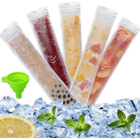 100 Pièces 100ml Moules à Glace Avec Entonnoir  Fermeture Scellée Pratique – Anti-Fuite, Idéal Pour Congélateur, Sac à Dos Et Glacière. (1/5)
