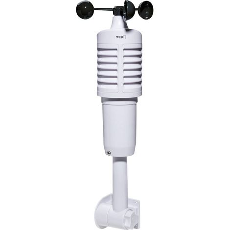 Anémomètre radio 868 MHz – Mesure de vitesse du vent jusqu'à 178 km/h – Alimentation par piles LR14 – Portée 100 m – Tfa Dostmann
