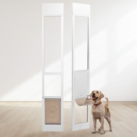 Vevor – Porte pour chien coulissante en verre trempé – Hauteur réglable 1927-2049 mm – Cadre aluminium durable – Verrouillage sécurisé