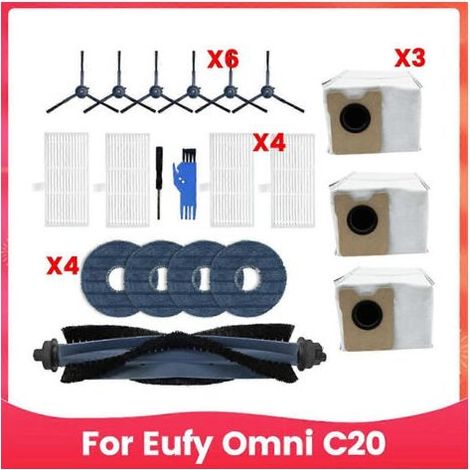 Packung mit 20 Ersatzteilen für den Eufy Omni C20 Staubsauger: Hauptbürste, HEPA-Filter, Reinigungstücher usw. (1/5)