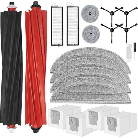 Accessoires pour Roborock S8 MaxV Ultra Robot Aspirateur, Pièce de Rechange 2 Brosses à Rouleau, 4 Chiffon, 4 Sacs à Poussière, 2 HEPA Filtres, 2 Chiffons Ronds, 4 Brosses Latérales