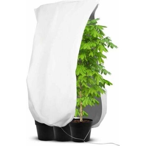 Housse de protection pour plantes d'hiver, Housse d’Hivernage pour plantes de jardin éutilisable, Housse Hivernage Plante avec fermeture éclair et cordon de serrage - Blanc - 1 Pack 120 x 180cm (1/4)