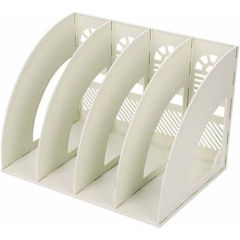 ALLIANDISOrganisateur de bureau en plastique 4 compartiments – Support pour papier A4, magazines et documents – Dimensions 23.5x23.5x33cm (1/5)