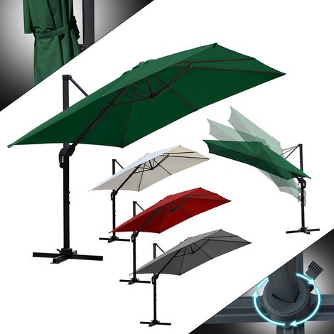 Wolketon Sombrilla semáforo 3x3M Paraguas Plegable, Paraguas de Jardín Plegable, 360° Base Giratoria, Protección UV50+, Verde