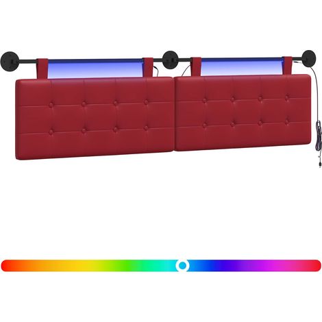 Maison Exclusive - Testiera sospesa Con luce LED Rosso Vino Similpelle (1/5)
