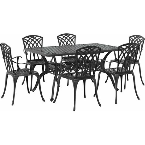 Maison Exclusive - Garten Essgruppe 7 pcs Schwarz Aluminium