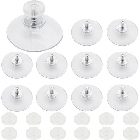 11 Pcs Ventouse Ø 40 mm Vitre, Ventouse Transparente PVC,avec Filetage M4 Écrou en Plastique Transparent, pour Fenêtre Mur Porte Verre Suspendu Quotidiennement (1/5)