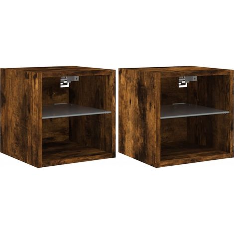 Mobile TV a parete scaffale multimediale credenza TV sala da pranzo soggiorno camera da letto e luci a LED 2 pezzi rovere affumicato 30 x 28,5 x 30 cm marrone 020029136
