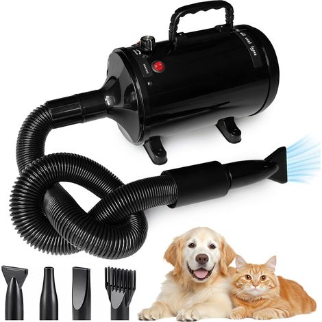 Pulseur Chien Professionnel Sèche-Cheveux pour Chien 2800W Souffleur Chien Pulseur pour Chien Poils Longs Silencieux Sechoir Chien Animaux Vitesse Continue et Température Réglable avec 4 Buses (1/5)