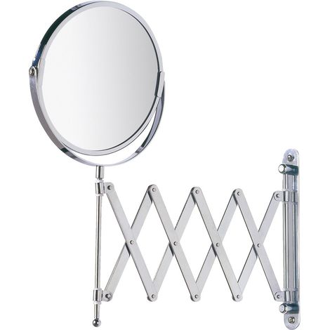 Wenko – Miroir grossissant mural 15165100 – Diamètre 16 cm – Grossissement 3x – Bras télescopique 50 cm – Acier inoxydable et verre chromé
