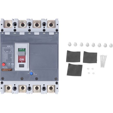Disjoncteur 100A 4P à boîtier moulé pour protection batterie, coupure de circuit MCCB, disjoncteur étanche pour circuits électriques (1/5)