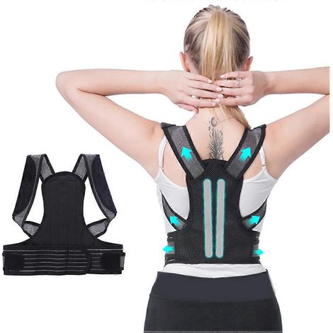 Correcteur de posture ajustable avec soutien lombaire pour hommes et femmes, orthèse dorsale avec 2 rails amovibles (1/4)