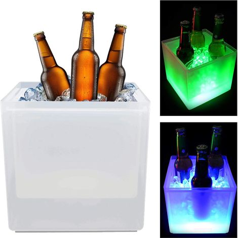 Seau à glace carré LED multicolore, seau à glace refroidi au champagne, grand refroidisseur d'espace, Bar Club Bar Party 3.5l (1/5)