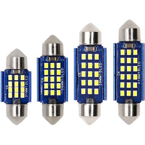 4 Ampoules LED Voiture 31+36+39+41MM Canbus 12V 12/15/18SMD - Éclairage Intérieur Dôme Plaque Immatriculation Blanc (1/5)
