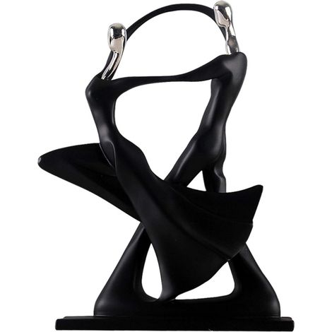 1 Sculpture en résine, couple dansant abstrait, socle rectangulaire noir, finition lisse, décoration maison bureau (1/5)