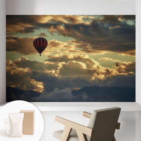 Papier peint intissé décoratif avec motifs pour salon et chambre a motif - Colle incluse gratuite Ballon dans les nuages 104x70 cm (1/5)